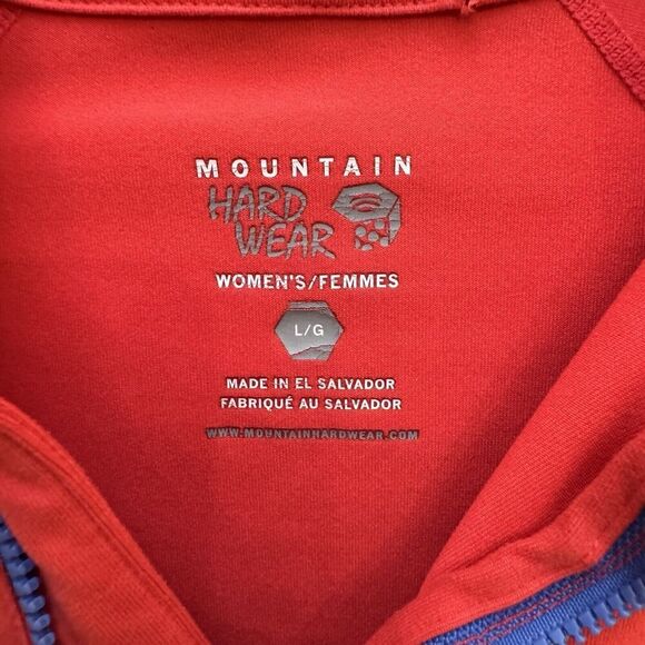 Mountain Hardwear 1/4 Zip Top Womens Large Fitted Red Lightweight Mock Neck Gorp - Picture 3 of 7